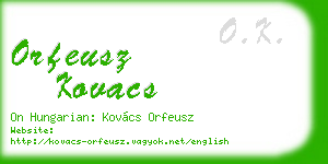 orfeusz kovacs business card