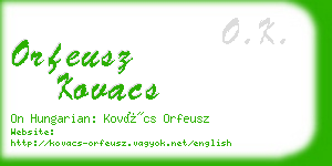 orfeusz kovacs business card